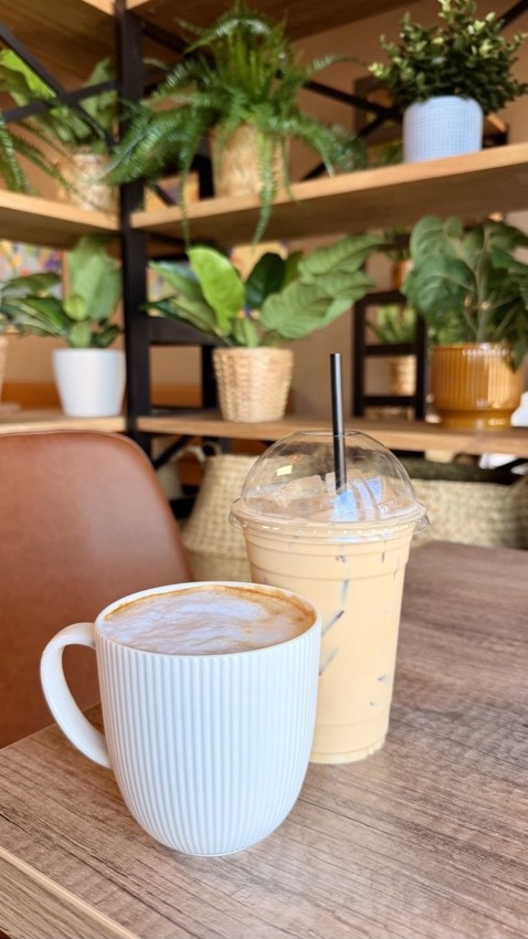 Iced latte and iced coffee at Wish Delish Cafe-Bistro